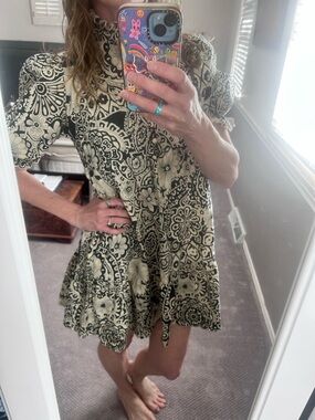 Umgee black and white paisley boho dress Size Medium